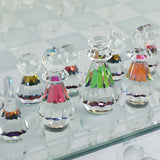 Luxury Glass Chess Set w/ Crystal Pieces, Silver-Accessories-High Fashion Home