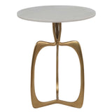 Modern Marble Accent Table, White/Gold