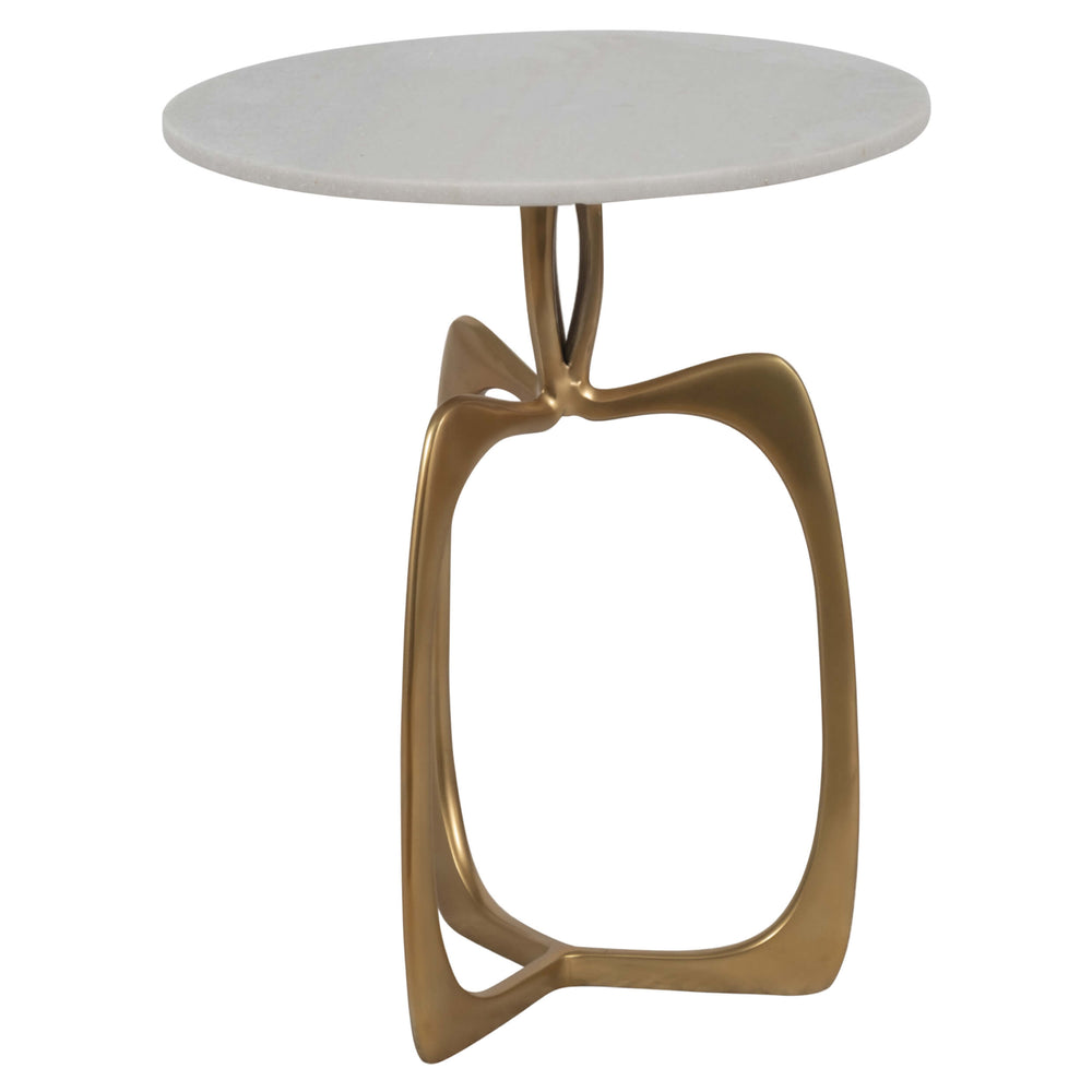 Modern Marble Accent Table, White/Gold