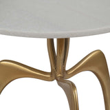 Modern Marble Accent Table, White/Gold