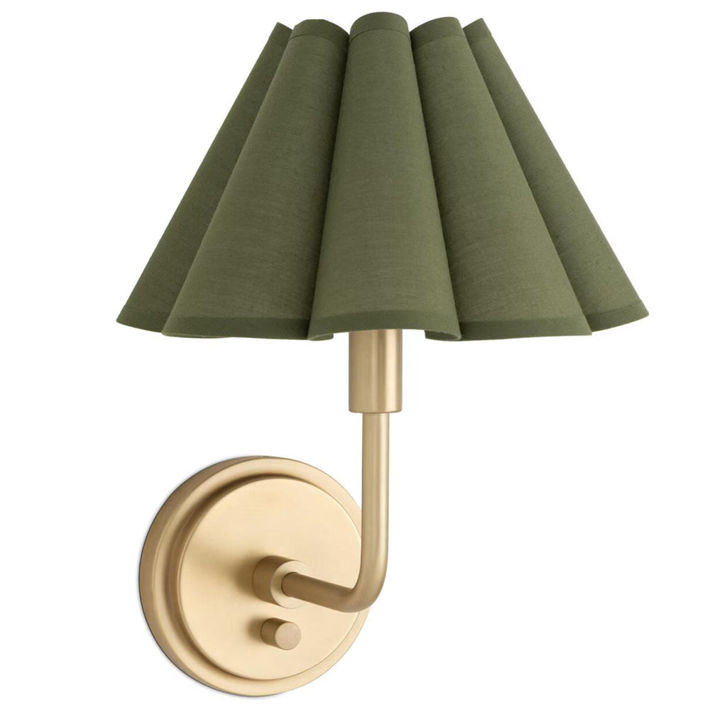 Polly Single Sconce, Natural Brass/Green-Lighting-High Fashion Home