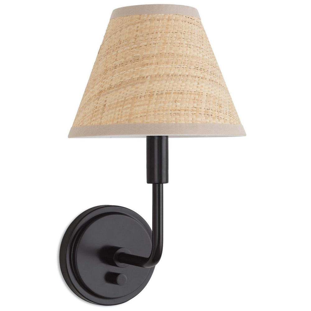 Polly Single Sconce, Blackened Brass/Rattan-Lighting-High Fashion Home