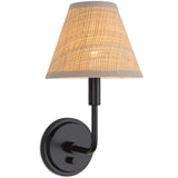 Polly Single Sconce, Blackened Brass/Rattan-Lighting-High Fashion Home