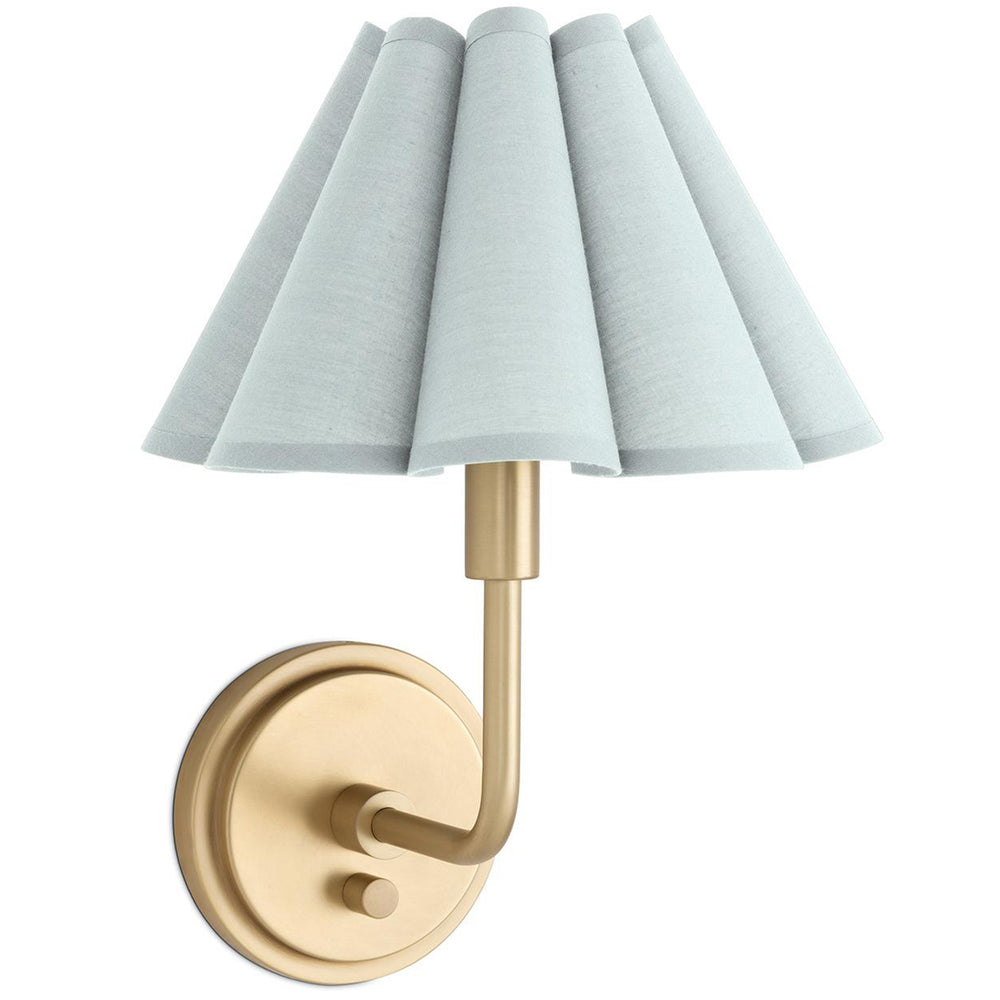 Polly Single Arm Sconce, Natural Brass/Mist Blue
