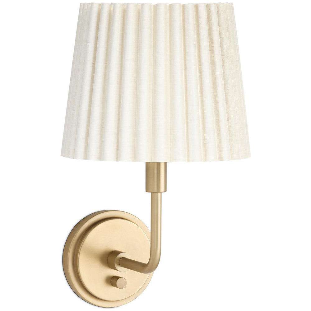 Polly Single Arm Sconce, Natural Brass/Oyster Wave