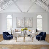 Glass Coffee Table with Stainless Steel Base, Gold-Furniture - Accent Tables-High Fashion Home