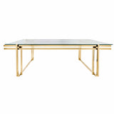 Glass Coffee Table with Stainless Steel Base, Gold-Furniture - Accent Tables-High Fashion Home