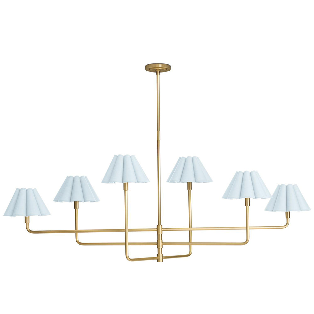 Polly Chandelier, Natural Brass/Misty Blue