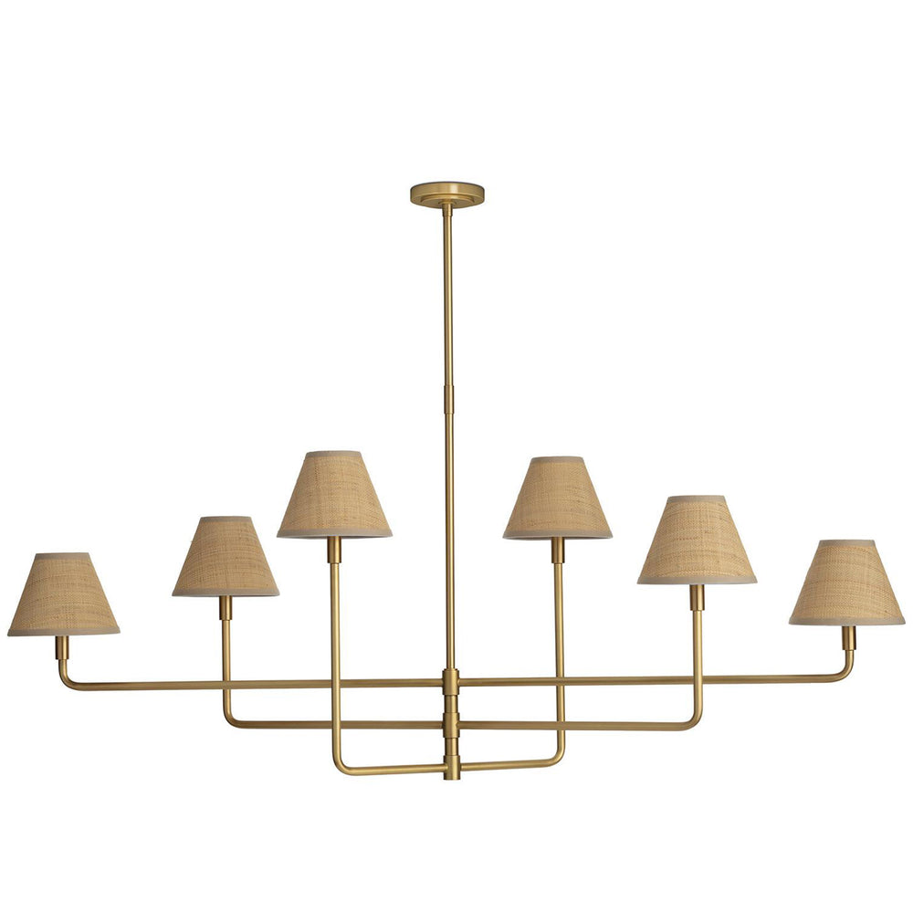 Polly Chandelier, Natural Brass/Rattan