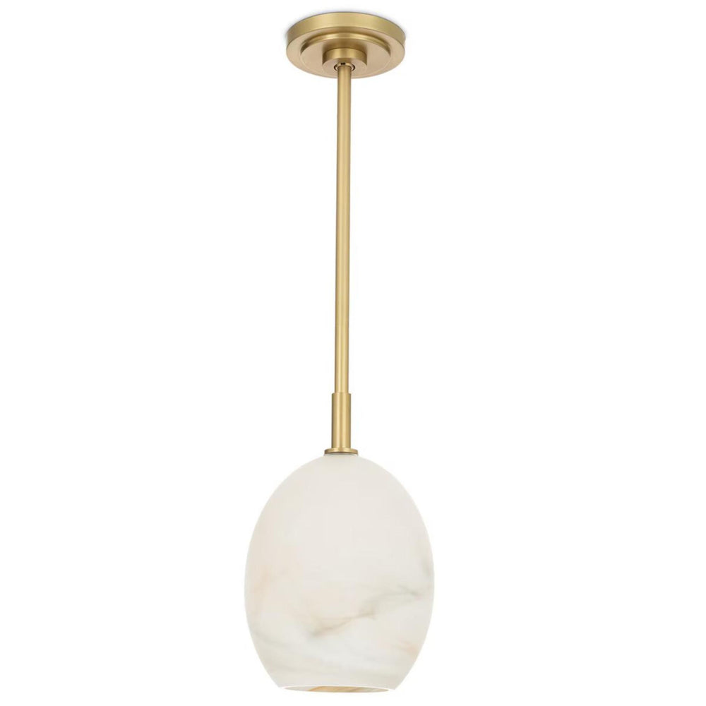 Artemis Single Pendant, Natural Brass/Alabaster-Lighting-High Fashion Home