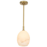 Artemis Single Pendant, Natural Brass/Alabaster-Lighting-High Fashion Home