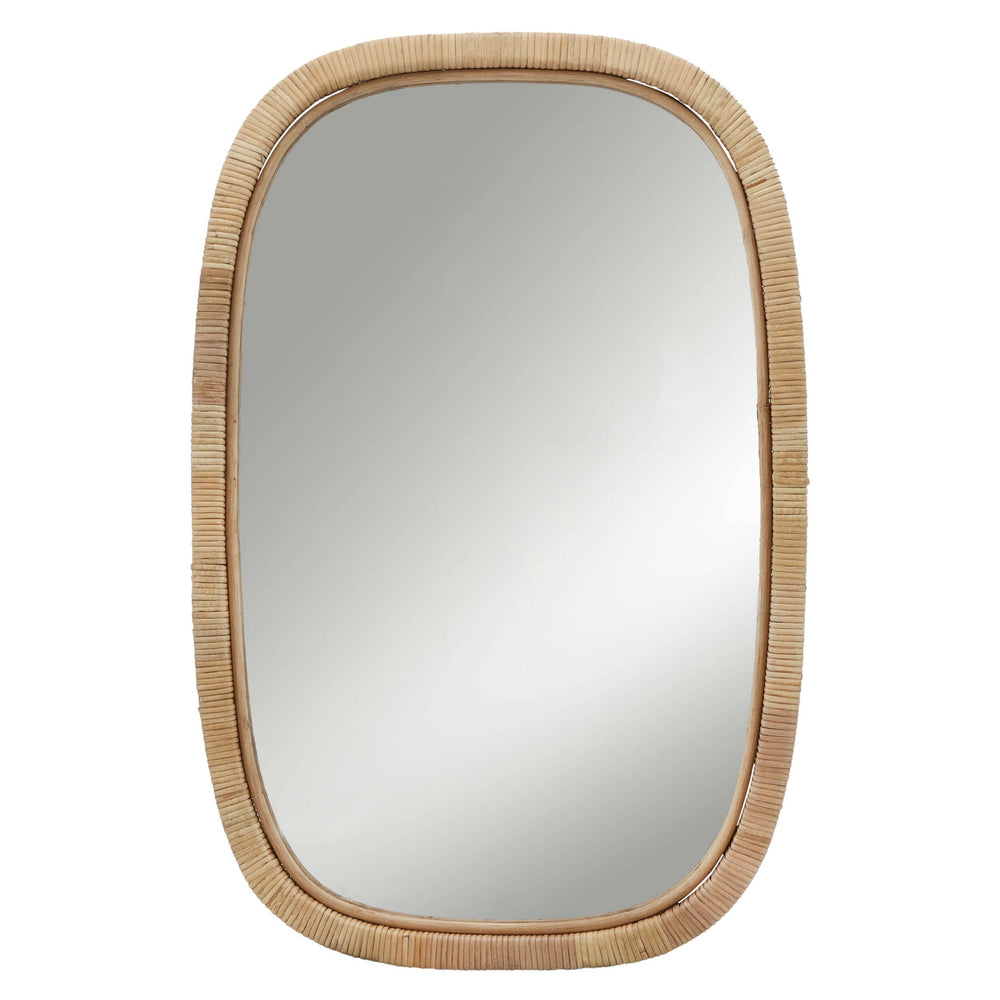 Rectangular Bamboo Mirror, Brown-Accessories-High Fashion Home