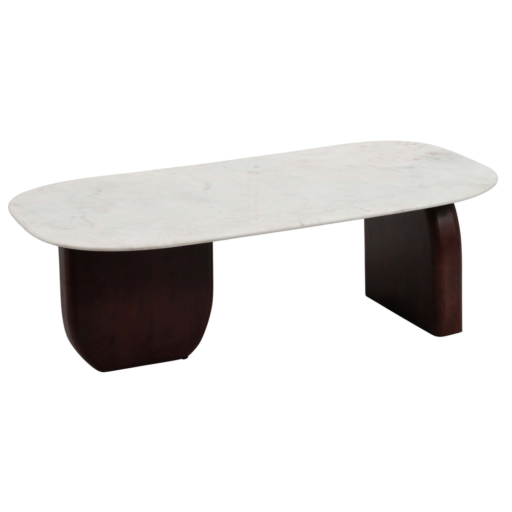 Abstract Coffee Table, White/Walnut-Furniture - Accent Tables-High Fashion Home
