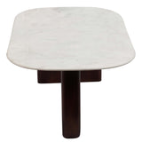 Abstract Coffee Table, White/Walnut-Furniture - Accent Tables-High Fashion Home