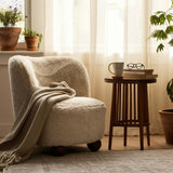 Faux Fur Accent Chair, Ivory