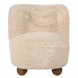 Faux Fur Accent Chair, Ivory