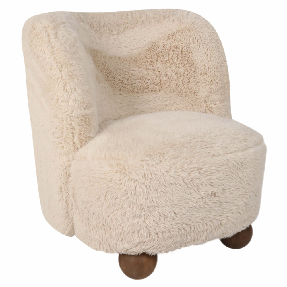 Faux Fur Accent Chair, Ivory