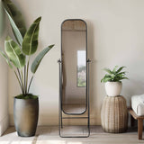 Metal Floor Mirror on Stand, Black-Accessories-High Fashion Home