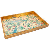 Lacquer Bamboo Rectangle Tray, Golden Aviary