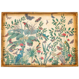 Lacquer Bamboo Rectangle Tray, Golden Aviary