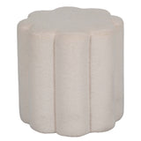 Petal Shaped Boucle Ottoman, White-Furniture - Benches-High Fashion Home