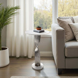 Twisted Base Accent Table, White/Silver