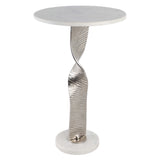 Twisted Base Accent Table, White/Silver
