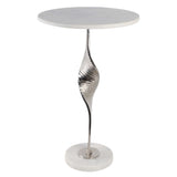 Twisted Base Accent Table, White/Silver