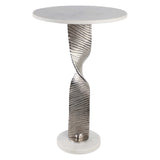 Twisted Base Accent Table, White/Silver