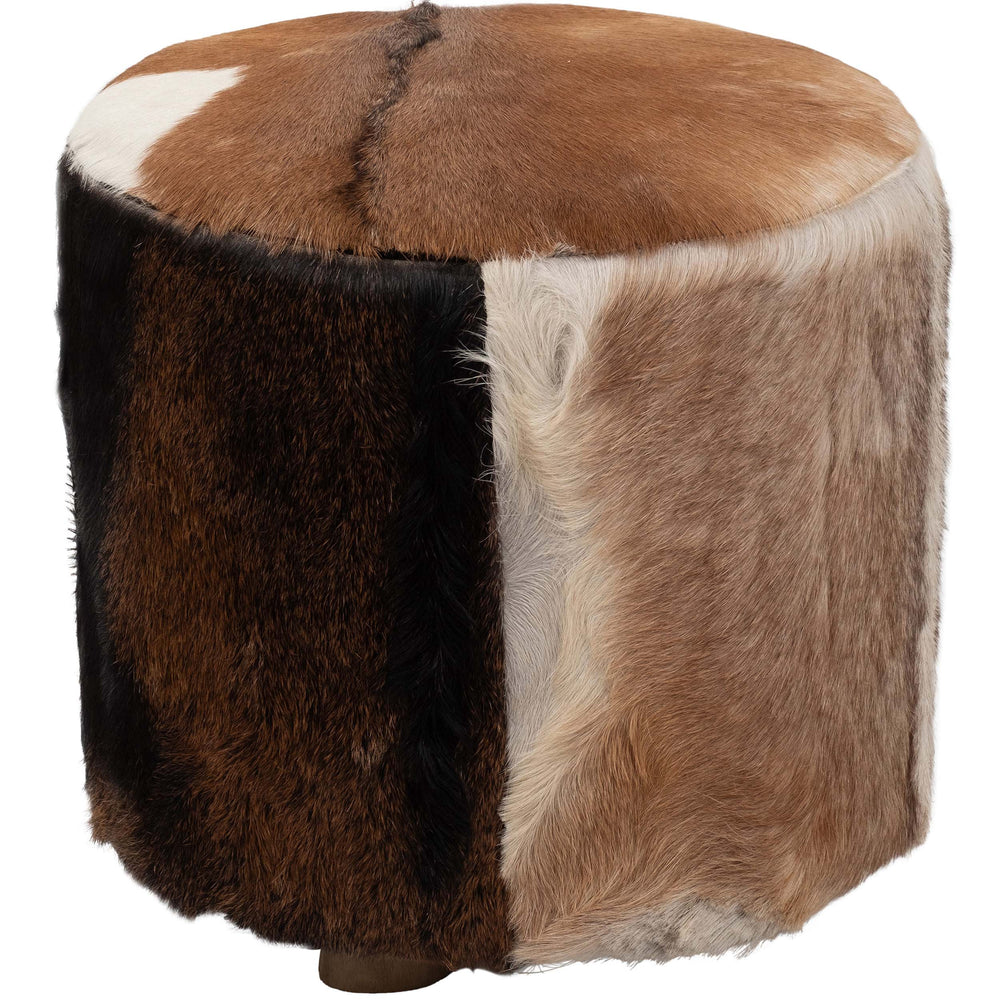 Cowhide Ottoman, Brown and White