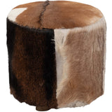 Cowhide Ottoman, Brown and White