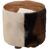 Cowhide Ottoman, Brown and White