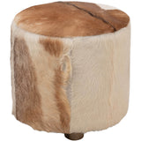 Cowhide Ottoman, Brown and White