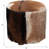 Cowhide Ottoman, Brown and White
