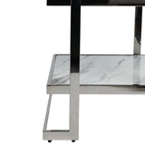 2-Tier Marble Top Side Table, White/Gold