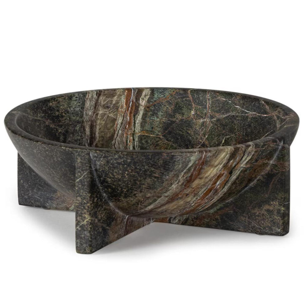 Tribune Marble Bowl, Green-Accessories-High Fashion Home