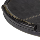 Forte Leather Round Tray w/ Leather Handle, Black-Accessories-High Fashion Home