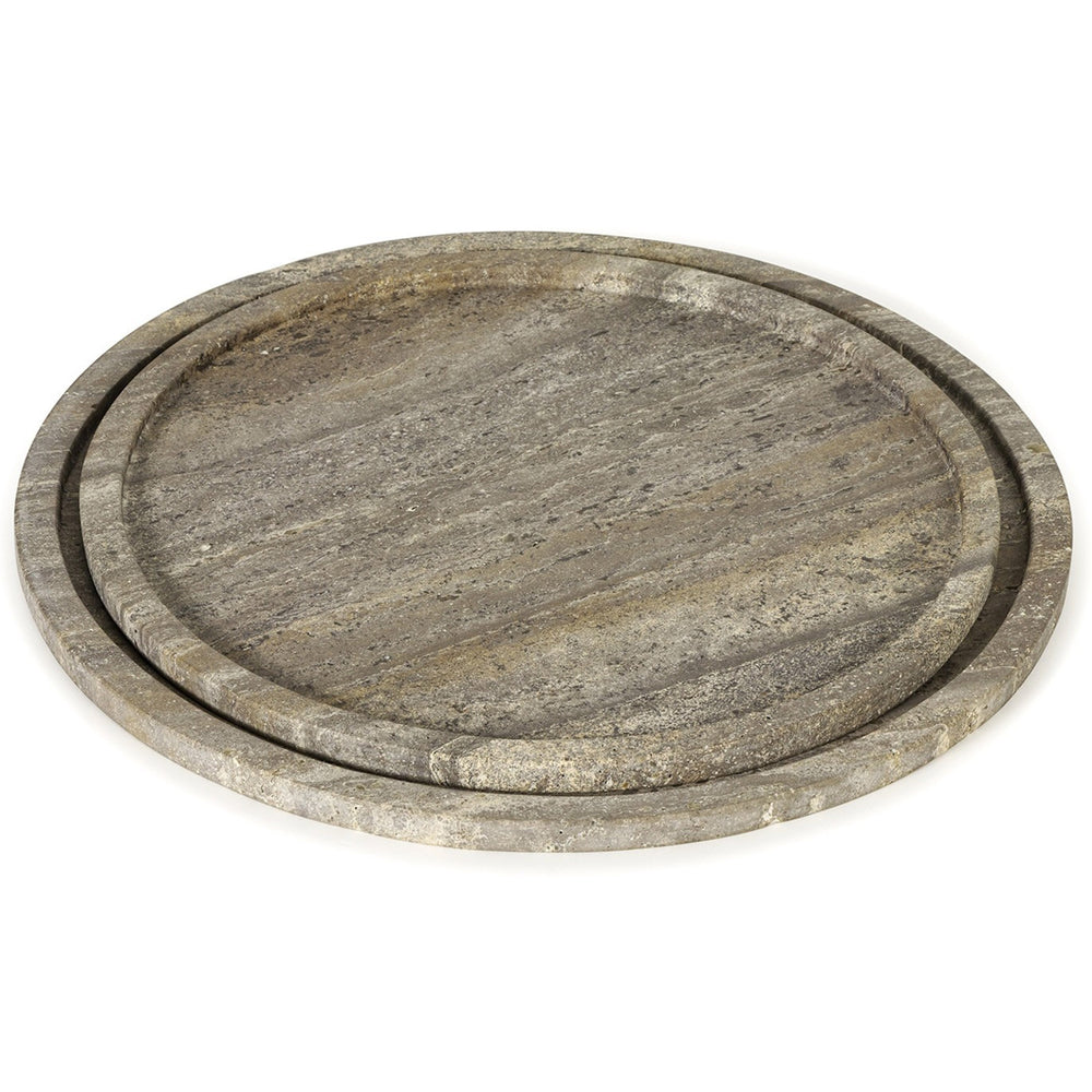 Sutton Round Marble Tray Set, Grey-Accessories-High Fashion Home