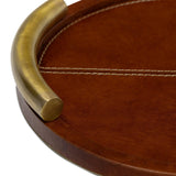 Hayes Leather Oval Tray, Cognac-Accessories-High Fashion Home
