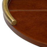 Hayes Leather Round Tray, Tan-Accessories-High Fashion Home