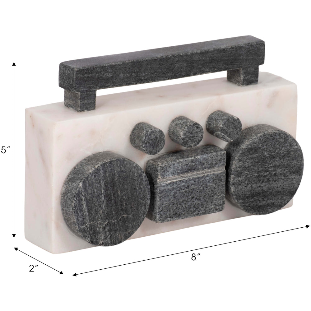 Boombox Marble, White/Black-Accessories-High Fashion Home