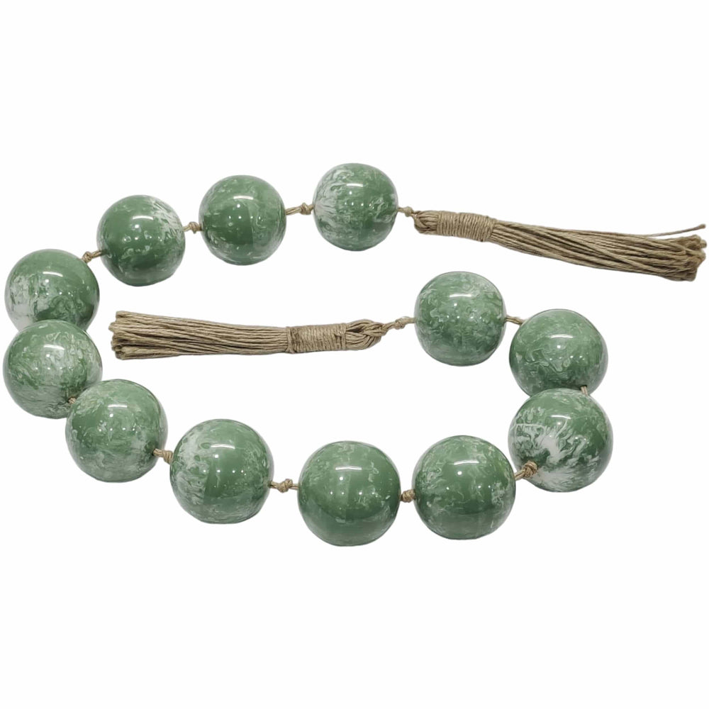 Swirled Beaded Garland, Green-Accessories-High Fashion Home