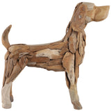 Teak Wood Dog Statue, Natural