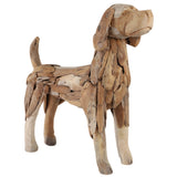 Teak Wood Dog Statue, Natural