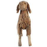 Teak Wood Dog Statue, Natural
