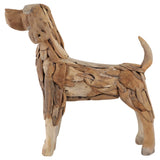 Teak Wood Dog Statue, Natural