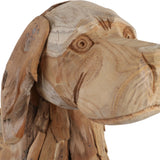 Teak Wood Dog Statue, Natural