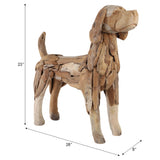 Teak Wood Dog Statue, Natural