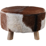 Cowhide Ottoman w/Legs, Brown and White