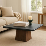 Stone & Mango Wood Coffee Table, Brown/Black-Furniture - Accent Tables-High Fashion Home